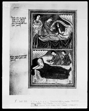 Psalterium mit Kalendarium — Bildseite mit zwei Miniaturen, Folio 12verso