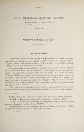 Sulla introduzione delgi enti improprii in geometria proiettiva.