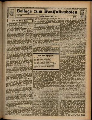 Zweite Ausgabe vom Sonntag, den 15. Juli 1928.