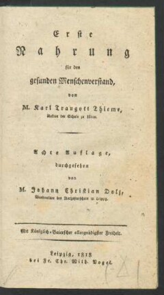 Erste Nahrung für den gesunden Menschenverstand