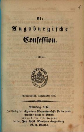 Die Augsburgische Confession