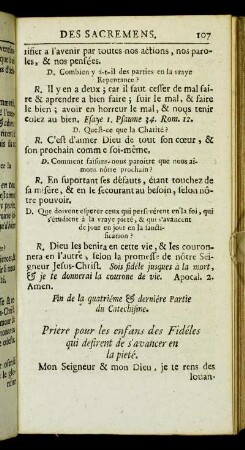 Priere pur les enfans des Fidéles qui defirent de s'avancer en la pieté.