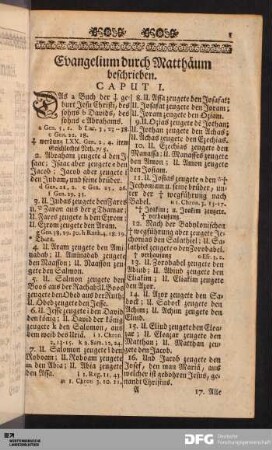 Evangelium durch Matthäum beschrieben.