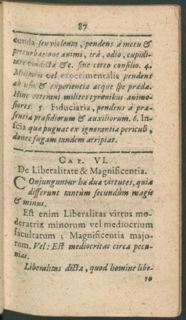 Cap. VI. De Liberalitate & Magnificentia.