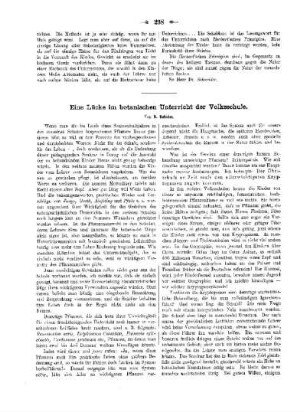 Eine Lücke zum botanischen Unterricht der Volksschule