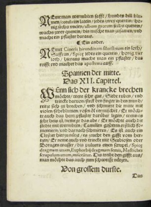 Spannen der mitte. Das XII. Capittel.