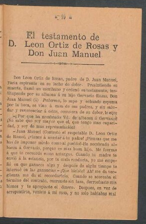 El testamento de Léon Ortiz de Rosas y Don Juan Manuel