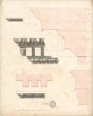 Thiersch, August ; Studienarbeiten - Gesimse (Details); Gesimsprofile (Ansichten)