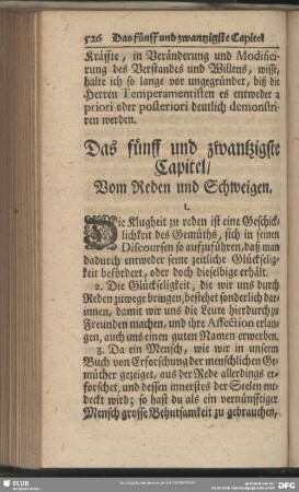 Das fünff und zwantzigste Capitel, Vom Reden und Schweigen