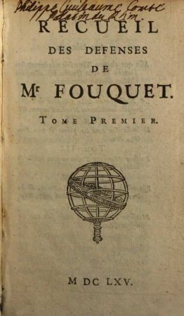 Recueil Des Defenses De Mr. Fouquet. 1, [A Nosseigneurs De La Chambre De Justice]