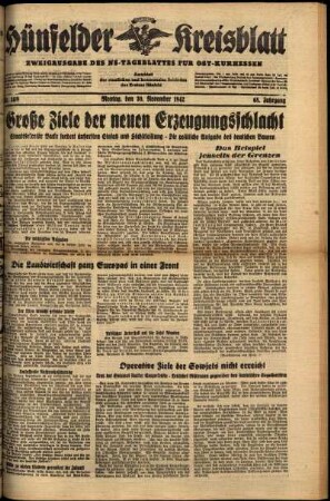 Ausgabe vom Montag, den 30. November 1942.