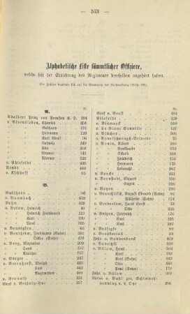 Alphabetische Liste sämmtlicher Offiziere
