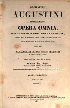 Sancti Aurelii Augustini, Hipponensis episcopi, opera omnia, 11