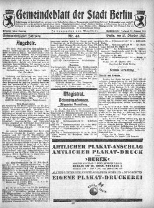 1925,43: Nr. 43, 25. Oktober 1925