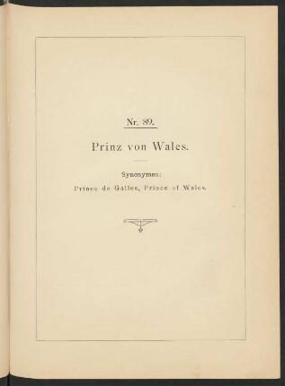Nr. 89. Prinz von Wales