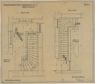 Fischer, Theodor; Stuttgart; Kunstausstellungsgebäude - Treppen UG (Grundrisse, Schnitt)