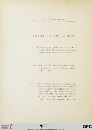 Joallerie émeraudes (Nr. 214-240)