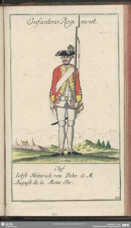 Infanterie Regiment. Chef Jobst Heinrich von Behr. G. M. August de la Motte Obr.