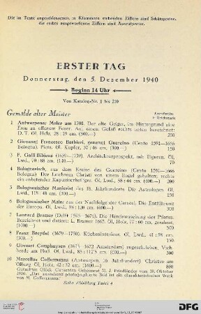Gemälde Alter Meister (Nr. 1-107)