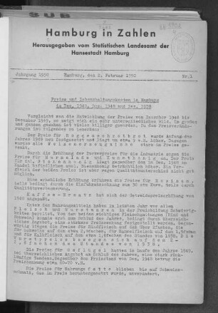 Preise und Lebenshaltungskosten in Hamburg im Dez. 1949, Dez. 1948 und Dez. 1938
