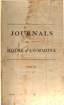 Journals of the House of Commons. 61. 1806