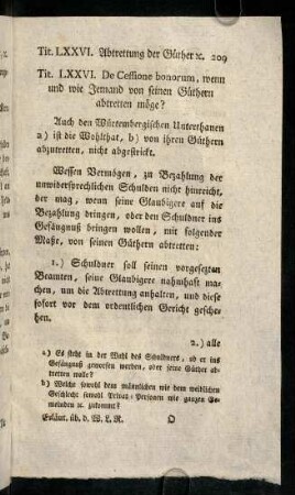209-217, Tit. LXXVI. De Cessione bonorum, ... - Tit. LXXVII. Schmachsachen und Schlaghändel.