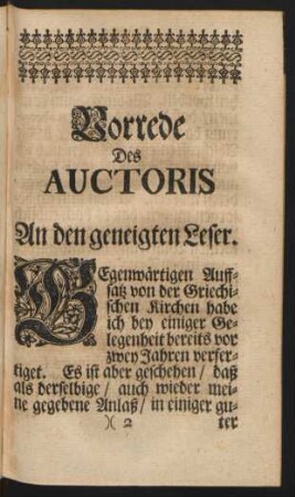 Vorrede des Auctoris an den geneigten Leser.