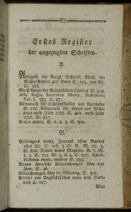 Erstes Register. der angezeigten Schriften.