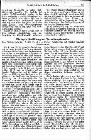 Die soziale Ausbildung der Verwaltungsbeamten