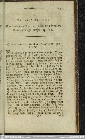 Neuntes Kapitel. Von denienigen Thieren, welche dem Bau der Gartenwächse nachtheilig sind