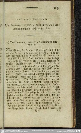 Neuntes Kapitel. Von denienigen Thieren, welche dem Bau der Gartenwächse nachtheilig sind