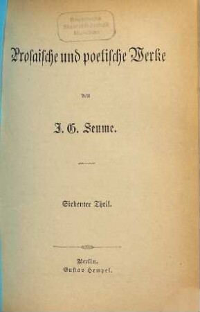 Prosaische und poetische Werke, 7