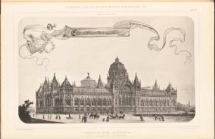 Reichstag, Berlin Zweiter Wettbewerb: Perspektivische Ansicht vom Königsplatz (aus: Sammelmappe hervorragender Konkurrenzentwürfe H. 6, hrsg.v. K.E.O. Fritsch, 1883)