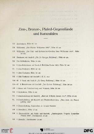 Zinn-, Bronze-, Plated-Gegenstände und Kuriositäten (Nr. 775-840)