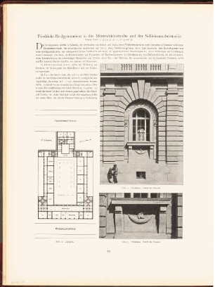Friedrichs-Realgymnasium in der Mittenwalder Straße und der Schleiermacherstraße, Berlin: Grundriss 1.OG, Details (aus: Neubauten der Stadt Berlin, Bd. V, 1907)