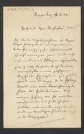 Brief von Hugo von Walderdorff an Franz Vollmann