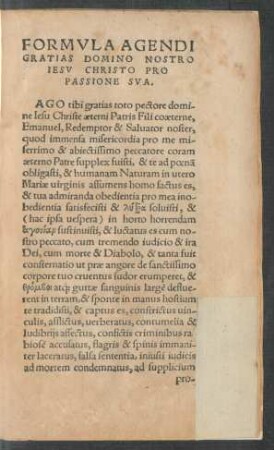 Formula Agendi Gratias Domino Nostro Iesu Christo Pro Passione Sua.