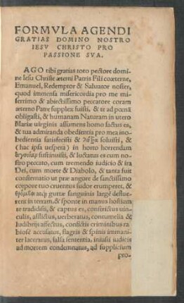 Formula Agendi Gratias Domino Nostro Iesu Christo Pro Passione Sua.