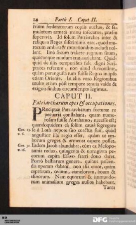 Caput II. Patriarcharum opes & occupationes.