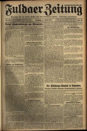 Erste Ausgabe vom Sonntag, den 17. April 1932.