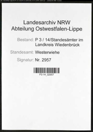 Sterberegister Standesamt Westerwiehe