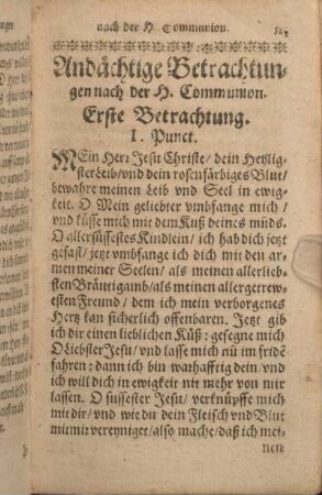 Andächtige Betrachtungen nach der H. Communion.