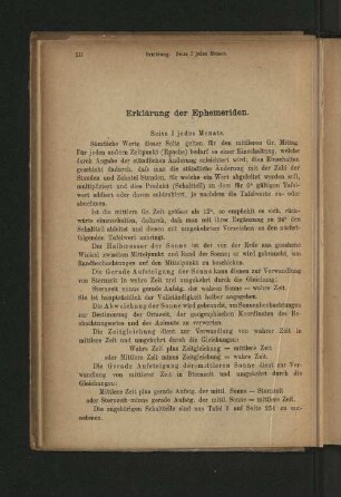 Erklärung der Ephemeriden.