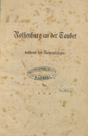 Rothenburg an der Tauber während des Bauernkrieges