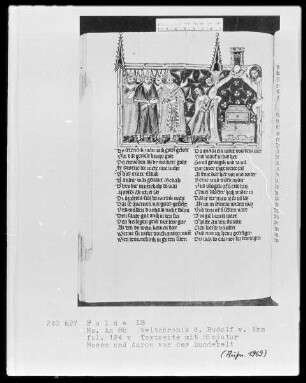 Rudolf von Ems, Weltchronik — Moses und Aaron vor der Bundeslade, Folio 124verso