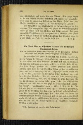 ¬Ein¬ Wort über die Eisenacher Revision des Lutherschen Katechismus-Textes : aus dem Briefe eines Katechismus-Bearbeiters an den Herausgeber ; vielleicht veranlassen diese Bedenken weitere Erwägungen und Äußerungen