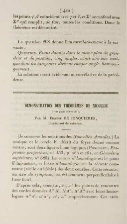 Démonstration des théorèmes de nicollic.