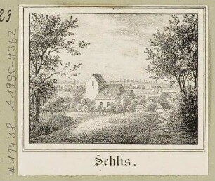 Die Kirche in Sehlis nordöstlich von Leipzig (Taucha-Sehlis), aus Sachsens Kirchen-Galerie von Hermann Schmidt, Bd. 9, 1844
