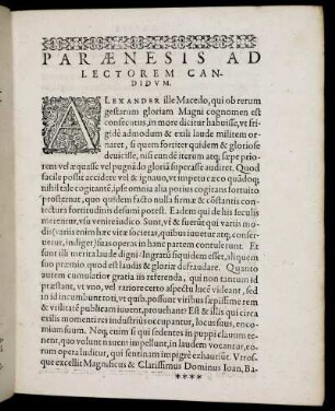 Paraenesis Ad Lectorem Candidum