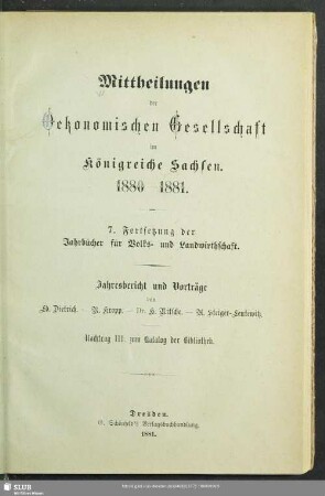 7.1880/81(1881): Mitteilungen der Ökonomischen Gesellschaft im Königreiche Sachsen